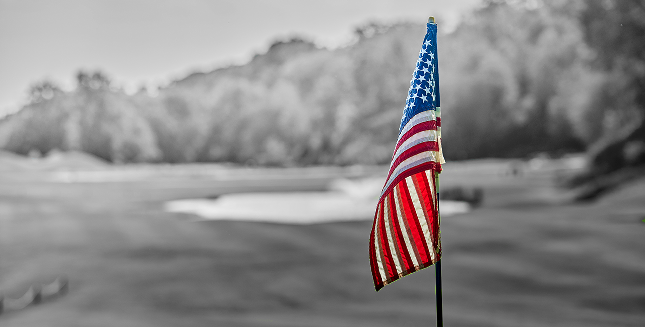 USA flag on golf course